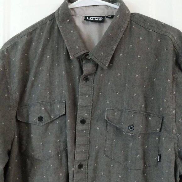Vans Shirt Men’s XL Gray Long Sleeve Off The Wall Button Up - Picture 1 of 6